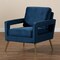 Baxton Studio Leland Glam and Luxe Navy Blue Velvet Fabric and Gold Finished Armchair 182-11446-Zoro - alternate 6